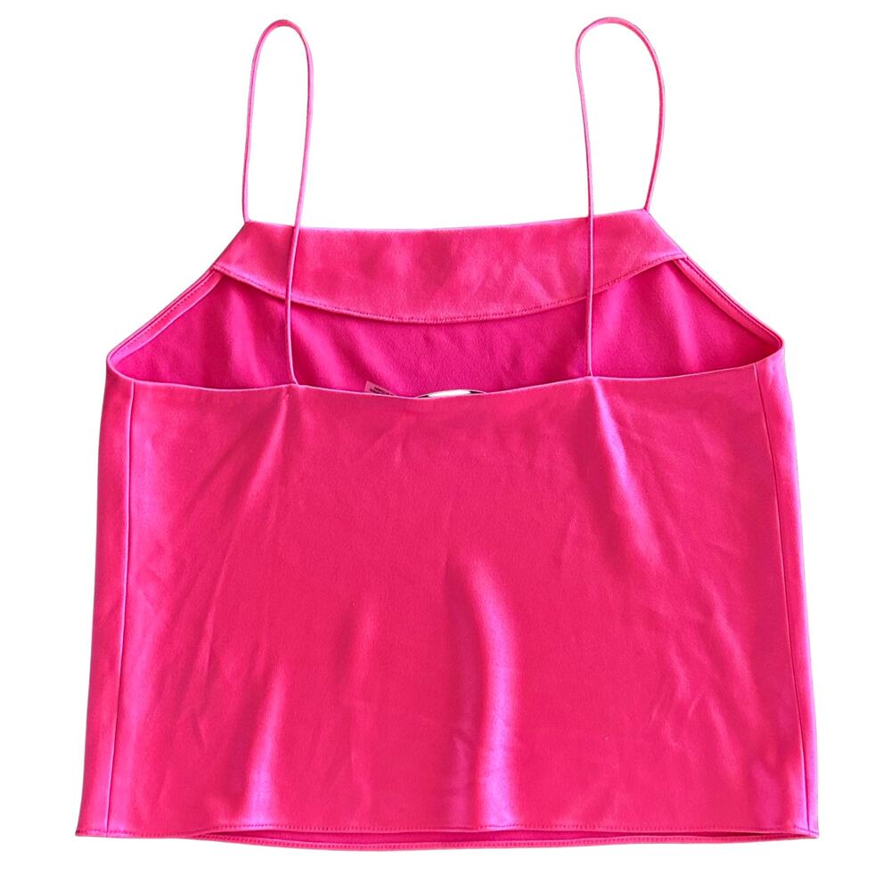 Alice + Olivia Harmon Cropped Drapey Slip Tank Satin Cami Hot Pink Medium - Picture 5 of 13